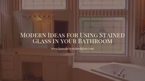 modern bathroom stained glass kansas city